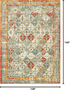 Unique Loom Rosso Collection Vintage, Traditional, Bohemian, Geometric, Distressed, Southwestern Area Rug (9' 0 x 12' 0 Rectangular, Beige/Orange)