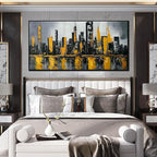 New York City Wall Art for Living Room - Hand Painted Canvas Wall Art for Office - Big Picture Frames for Wall Size 29" x 59"