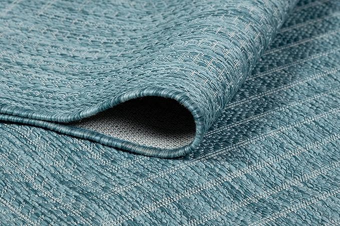 Adiva Rugs Outdoor Indoor Area Rug, Weather Resistant, Easy to Clean, Stain Resistant Floor Mat for Dining Room, Backyard, Deck, Patio (Aqua Weiss, 10' x 14')