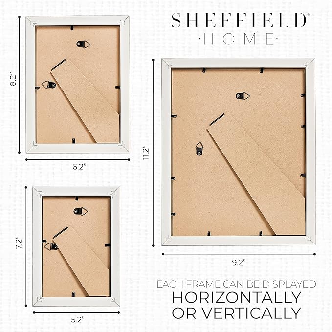 Sheffield Home 4 Piece Gallery Wall Frame Set, 8x10 Inch, 5x7 Inch, and 4x6 Inch, Light Natural