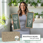 3D Floral Green Wall Art (Set of 2) Lightweight, Wooden Ready-to-Hang Boho Framed Wall Art for Bathroom, Bedroom, Living Room or Office – Premium Sage Green Farmhouse Decor – Gift-Boxed