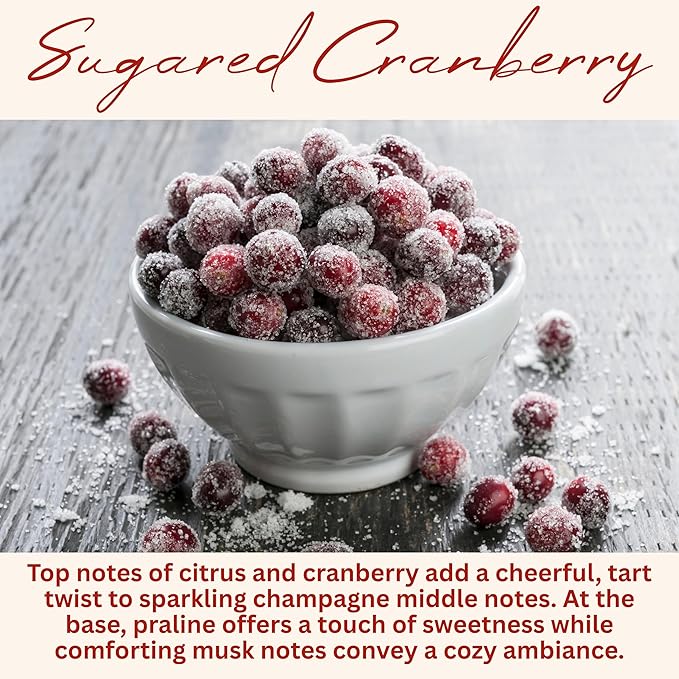 Sugared Cranberry Scented Candle, Many Scents to Choose from, All Natural Non-Toxic Soy Wax, Handmade in The USA (Sugared Cranberry)