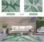 GENIMO Outdoor Rug 6' x 9' Waterproof for Patios Clearance, Reversible Plastic Straw Camping Carpet, Large Area Rugs Mats for RV, Picnic, Backyard, Deck, Balcony, Porch, Beach, Green&Grey