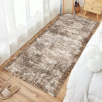 2'6'' x 8' Washable Area Rug - Low Pile Soft Vintage Indoor Rug for Living, Dining or Bedroom - Lightweight Carpet with Non-Slip Backing - Foldable for Easy Placement, Brown