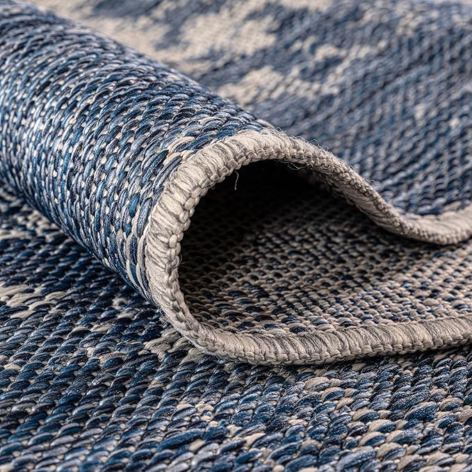 Keen Home Design Terrace Outdoor Round Rug - 8ft Round Washable Indoor/Outdoor Rug for Patio, Kitchen, Balcony, Beach, Garden, Deck and Porch, Size: 7'7" Round