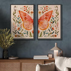SIGNFORD Framed Canvas Print Wall Art Set Whimsical Butterfly and Florals Colorful Nature Illustration Modern Art Decorative Nordic Nature for Living Room, Bedroom, Office - 16"x24"x2 Black