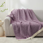 Snuggle Sac Buttery Purple Throw Blanket for Couch, Reversible Super Soft Knitted Blankets, Warm Cozy Knit Fuzzy Plush Lightweight Throws Dupes for Sofa, Bed, Picnic, Purple, 50 x 70 inches