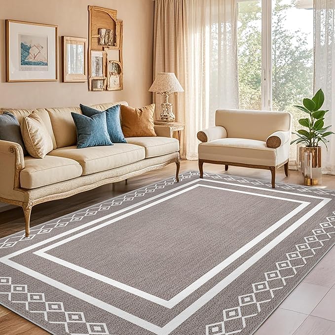 Outdoor Patio Rug, Outside Rectangular Carpet, Moroccan Geometric Rugs, Washable Large Indoor Outdoor Rug 6x9 Mats for RV, Picnic, Backyard, Deck, Balcony, Porch, Beach
