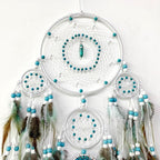 Large Dream Catchers,Boho Handmade Woven Turquoise Dream Catcher Wall Hanging Ornament for Bedroom Living Room Apartment Wedding Party Decor, Festival Blessing Gift (White+Turquoise)