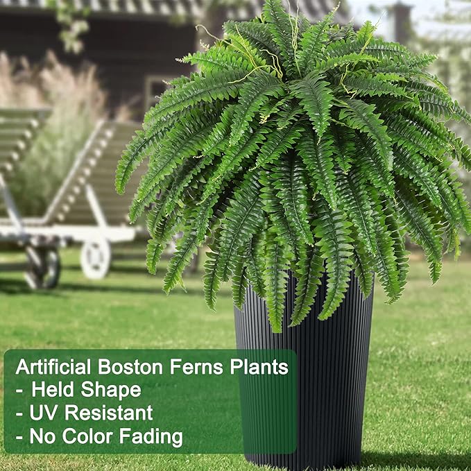 Single Silky Artificial Boston Fern Bush, 49Inch Large Artificial Ferns for Outdoors, Large Faux Ferns Artificial Plants,Suitable for Decorating Office, Living Room Faux Greenery,95Branches