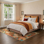 GENIMO 5X7 Floral Area Rugs for Living Room, Machine Washable Non Slip Vintage Patchwork Washable Rug, Ultra-Thin Low Pile Chenille Rugs for Bedroom, Dining Room, Rose Red