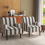 UIXE Stripe Accent Chairs Set of 2, Living Room Arm Chair Modern Nailhead Trim Club Armchair, Comfy Upholstered Sofa Lounge Seat Reading Seat Bedroom Side Seating for Home Office, Black