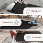 nuLOOM 4' x 6' Outdoor Area Rug, Casual Design With Striped Border, Stain Resistant, Highly Durable, For Patio, Balcony, Bedroom, Living Room, Dining Room, Bathroom, Black