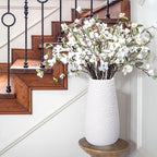 D'vine Dev 12 Inch Textured White Elegant Oval Ceramic Vase for Flowers, Home Décor Vase with Design Box, VS-LD-C-1