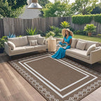 Outdoor Patio Rug, Outside Rectangular Carpet, Moroccan Geometric Rugs, Washable Large Indoor Outdoor Rug Mats for RV, Picnic, Backyard, Deck, Balcony, Porch, Beach 5'x8'