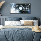 TAIJXAGSG Canvas Wall Art Decor Artwork Modern Paintings Dark Blue Wall Decorations Maximalist White Line Abstract Wall Art Prints For Wall Bedroom Kitchen Office Artwork Ready To Hang 20"×40"