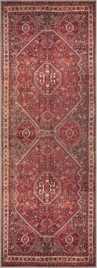 Keen Home Design 2x12 Rug - Machine Washable Runner Rug with Non-Slip Backing, Ideal for Hallway, Entryway, Kitchen, Laundry Room - Vintage, Easy Clean, Durable, Low Pile - (2'6" x 12')