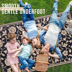 OLANLY Waterproof Outdoor Rug 9x12 ft, Outdoor Plastic Straw Rug with Flower Pattern, Reversible RV Mat for Patio, Camping, Balcony, Deck, Backyard, Black & Beige