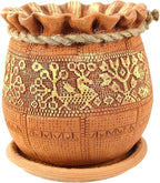 Ceramic Pot with Drainage Hole and Saucer, Plant Pots, Modern Decorative Planters for House Plants Indoor Flowers Plants, Cute Flower Pot - Gifts (Birds (1.7 L))