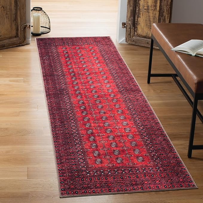 Keen Home Design 2x7 Rug - Machine Washable Runner Rug with Non-Slip Backing, Ideal for Hallway, Entryway, Kitchen, Laundry Room - Vintage, Easy Clean, Durable, Low Pile Rug - (2'6" x 7')