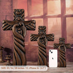 BGCOPPER Holy Family Wall Cross, Handmade Wooden Cross Wall Crucifix, Jesus Cross Wall Decor Art for Home Room Decor Christmas Gifts - 14 Inch