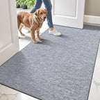 LUMI Ultra Thin Door Mat for Entryway,36"x59" Low Profile Non Slip Rubber Backing Indoor Doormat, Easy Clean Welcome Entrance Mat for Inside House, Patio,Light Grey