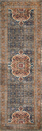Loloi Layla Collection LAY-09 Cobalt Blue/Spice 2'-6" x 9'-6" .13" Thick Runner Rug, Soft, Durable, Vintage Inspired, Distressed, Low Pile, Non-Shedding, Easy Clean, Printed, Living Room Rug