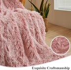 XeGe Plush Faux Fur Throw, Comfy 50x60 Fuzzy Blanket, Luxury Boho Lightweight Couch Blanket, Soft Fluffy Shaggy Lap Throw for Couch Bed Sofa Christmas Housewarming Gift Ombre Pink