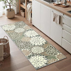 Area Rug 2x6 Brown White Washable Entry Rug Multicolored Tropical Botanical Modern Floral Indoor Kitchen Door Mat Entrance Carpet Non Slip for Bedroom Living Room, Porch