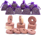 Pack of 16 Cedar Blocks and 8 Lavender Flower Sachets Craft Bag, Drawer Freshener, Linen, Shower Favor, Wedding and More, LV-E-LC-1