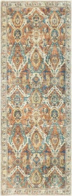 Keen Home Design 2x7 Rug - Machine Washable Runner Rug with Non-Slip Backing, Ideal for Hallway, Entryway, Kitchen, Laundry Room - Vintage, Easy Clean, Durable, Low Pile Rug - (2'6" x 7')