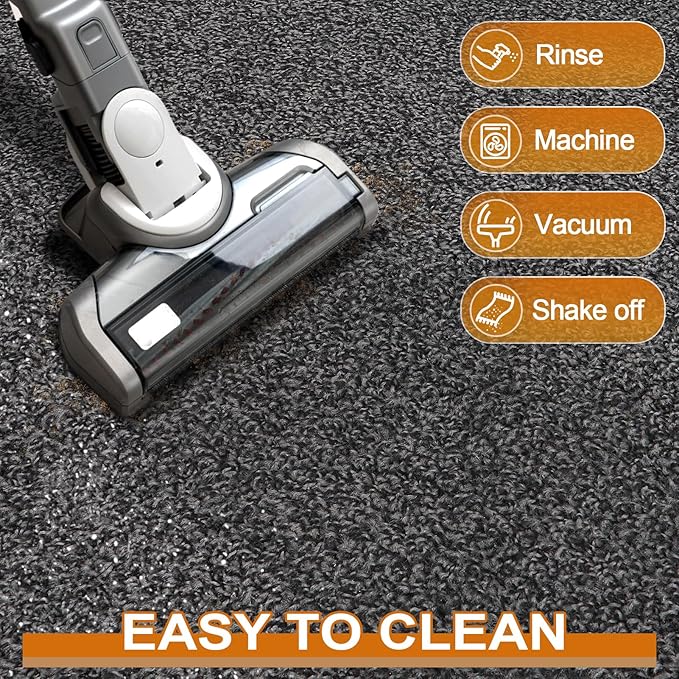 Mibao Front Door Mat, Dirt Trapper Welcome Mat for Outdoor Indoor, Non-Slip Waterproof Doormat, Durable Machine Washable Low Profile Entry Rug for Back Door Outside Patio Porch, 72" x 24", Grey