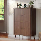 Alohappy Fluted 5 Drawers Dresser for Bedroom, 48" Tall Mid Century Modern Chest of Drawers with Curved Profile Design, Wood Storage Dressers for Closet Bedroom, Living Room, Hallway, Entryway