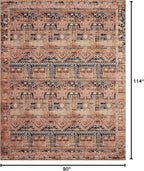 Loloi Layla Collection LAY-14 Mocha/Blush 7'-6" x 9'-6" .13" Thick Area Rug, Soft, Durable, Vintage Inspired, Distressed, Low Pile, Non-Shedding, Easy Clean, Printed, Living Room Rug