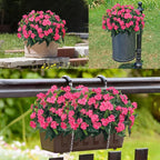 Artificial Impatiens Bouquet Flowers for Outdoors Silk Faux Flowers for Outdoor Impatiens Plants Decor Indoor Planters Kitchen Planters and Balcony Decorations 4PCS (Rose Red)