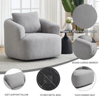 Swivel Accent Chair,360° Rotating Barrel Chair,Teddy Fleece High-Resilience Sponge Single Sofa, Easy Assembly for Living Room, Bedroom, Apartment Light Grey