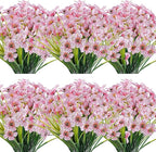 20 Bundles Artificial Flowers Outdoor UV Resistant Fake Flowers No Fade Faux Plastic Plants Garden Porch Window Box Decorating(Pink)…