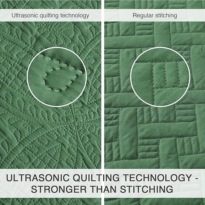 Love's cabin California King Size Quilt Set Olive Green Bedspreads - Soft Summer Lightweight Bedspread Comforter - Modern Coin Pattern Coverlet for All Season - 3 Pieces (1 Quilt, 2 Pillow Shams)