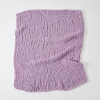 WESHIONGOO Chunky Knit Blanket Throw 50"×60" Knitted Throw Blankets for Couch Bed Fluffy Soft Blanket with Jumbo Chenille Yarn Thick 100% Handmade(Lilac)