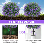 Artificial Boxwood Topiary Ball with Lavender, Set of 2 Artificial Shrub Bushes with Ground Spike, Fake Evergreen Tree for Porch, Artificial Plants for Outdoor Planters Indoor UV Resistant