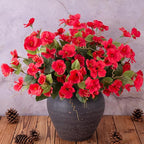 Hibiscus Artificial Flowers Plants for Outdoors Decoration, 6 Bundles Silk Hibiscus Bouquet Tropical Flowers Artificial Realistic UV Resistant Fake Flower for Outside Planter Porch Patio Balcony, Red