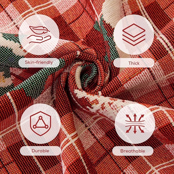 Chenille Armchair Sofa Slipcover Washable Furniture Protector Recliner Couch Cover 1-Piece Cushion Stain Resistant Chair Cover Soft Breathable Couch Cover Blanket, Red Plaid 71"x 102"