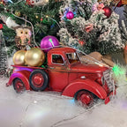Berfutall-11'' Iron Classic Red Truck Pick-up Model Collectible Vehicle Decoration, Metal Truck Christmas Decor ，Unique Blend of Vintage, Rustic, Farmhouse Truck Decor for Table Top Decor. (H)