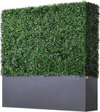 AGPL Upgraded Artificial Boxwood Hedge Wall with Gray Color Planter Room Divider and Privacy Wall Backdrops (48" H 48" W 12" D)