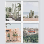 SIGNWIN Framed Cactus Desert Wall Art, Set of 4 Cactus Desert Wall Decor Prints, Nature Wilderness Wall Décor for Living Room, Bedroom - 12"x16" White