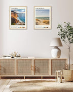 HesenDot Natural OAK Wood Coastal California Refers Framed Wall Art,12x16in Natural Seascape Canvas Wall Print,Classic Urban Landmark Wall Decor for Living Room,Bedroom,Office Gallery Gifts Set of 1