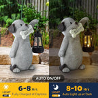 Solar Dog Statues for Garden Decor - Outdoor Dog Figurines with Solar Lantern for Yard Patio Lawn Balcony Ornaments - Garden Gifts for Mothers Day, Grandma, Easter