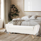 HomePop Modern Storage Bench with Wood Legs Home Décor|Bench with Storage for Living Room & Bedroom - Sherpa Cream