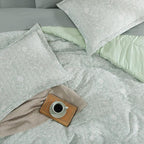 King Comforter Set -7 Pieces Green Floral Comforter Set for All Seasons, Bed in a Bag King with Botanical Flowers Comforter, Sheets, Pillowcases & Shams