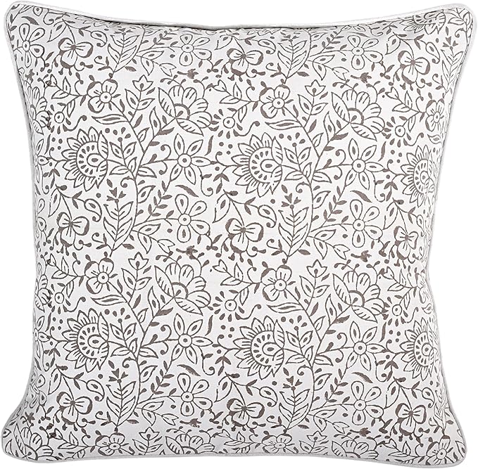 Ridhi Modern Farmhouse Pillow Covers Decorative Cotton Throw Pillow Covers Set of 2 Taupe Cushion Covers with Piping for Couch Sofa Bed Living Room Spring Home Decor 24x24